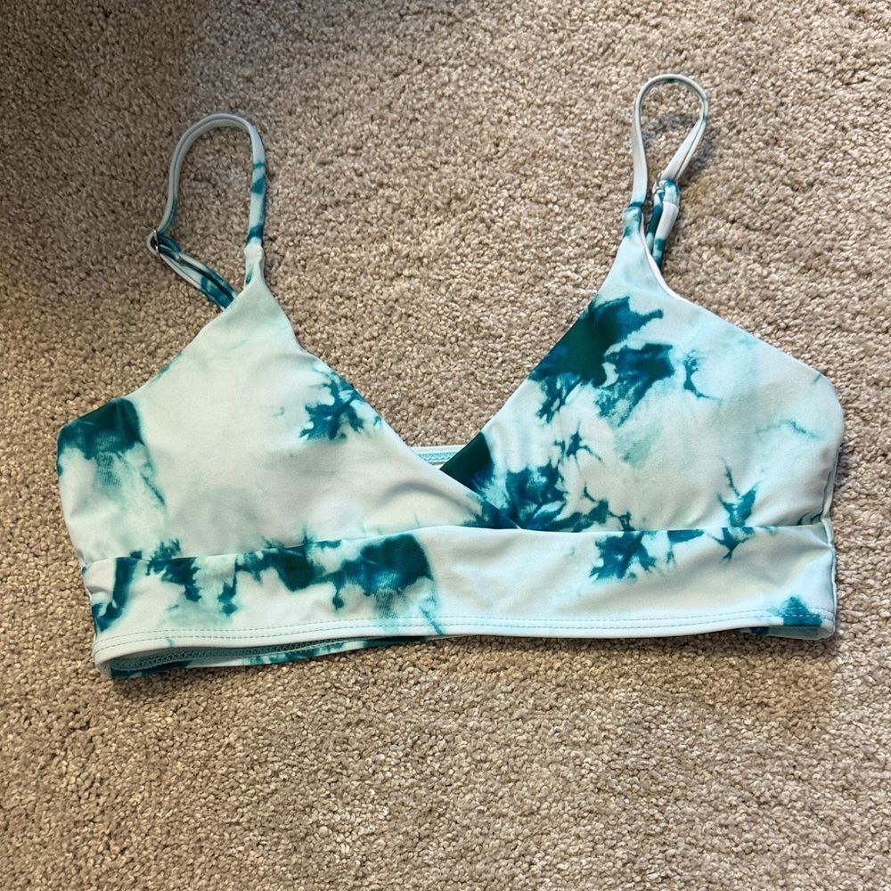 SHEIN Blue Tie-Dye Bikini Top